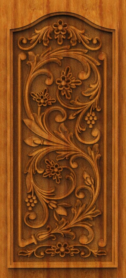 3D DOOR - OAK-38 Floral Baroque Relief Carved Wooden Door Design